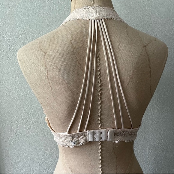 Set of 3 sz M L BRALETTE GAP DKNY Gilly Hicks Racerback Lace Gray Black Beige - Picture 5 of 9